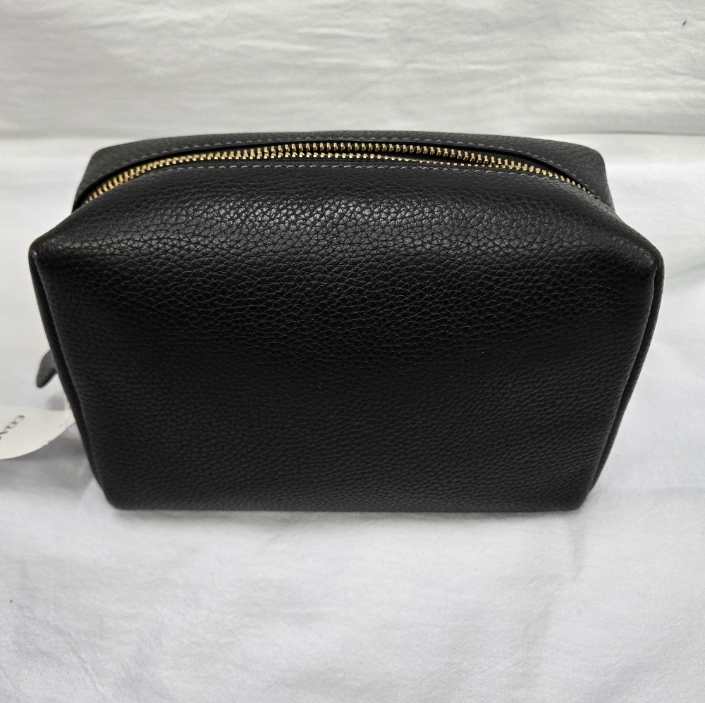 Coach Black Leather Cosmetic Bag with Gold Accent - Picture 7 of 14
